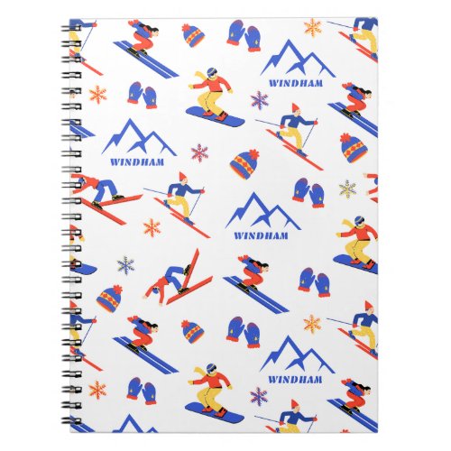 Windham Mountain New York Ski Snowboard Pattern Notebook