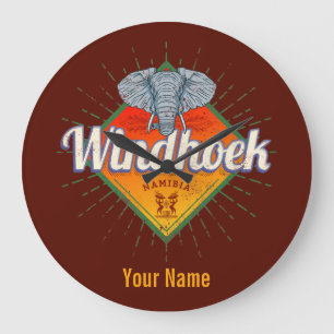 Windhoek Namibia Retro Elephant Vintage Africa Large Clock