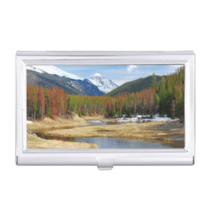Winding Colorado River With Mountains and Pines Business Card Case