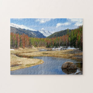 Winding Colorado River With Mountains and Pines Jigsaw Puzzle