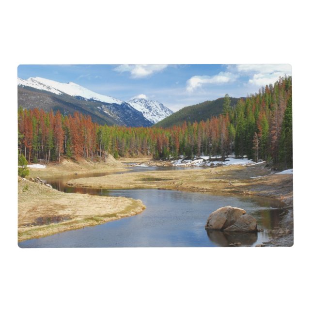 Winding Colorado River With Mountains and Pines Placemat (Front)
