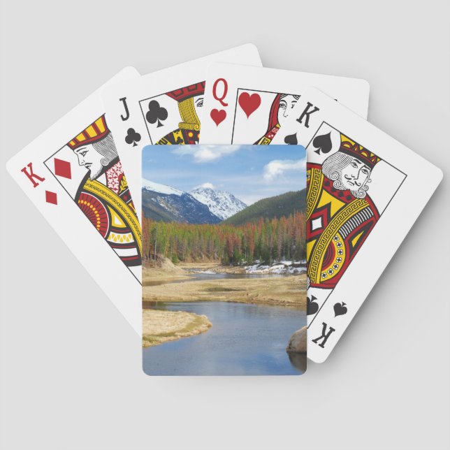 Winding Colorado River With Mountains and Pines Poker Cards (Back)