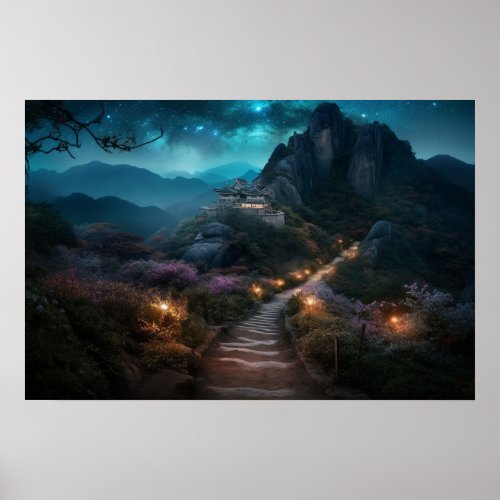 Winding mountain path to remote retreat villa poster