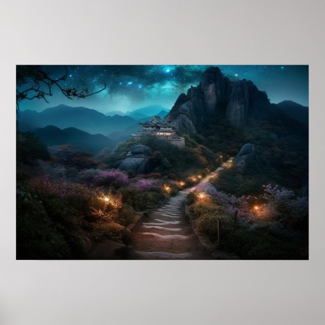 Winding mountain path to remote retreat villa poster (Front)