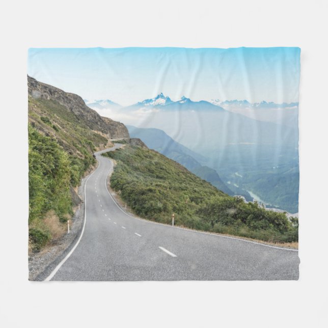Winding Mountain Road | Olympic National Park Fleece Blanket (Front (Horizontal))