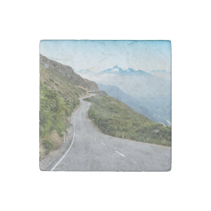 Winding Mountain Road   Olympic National Park Stone Magnet