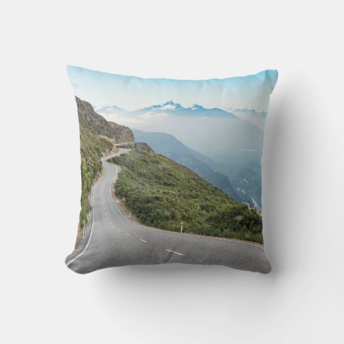 Winding Mountain Road  Olympic National Park Throw Pillow