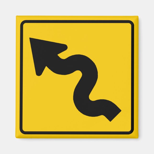 Winding Road Ahead Highway Sign Magnet (Front)