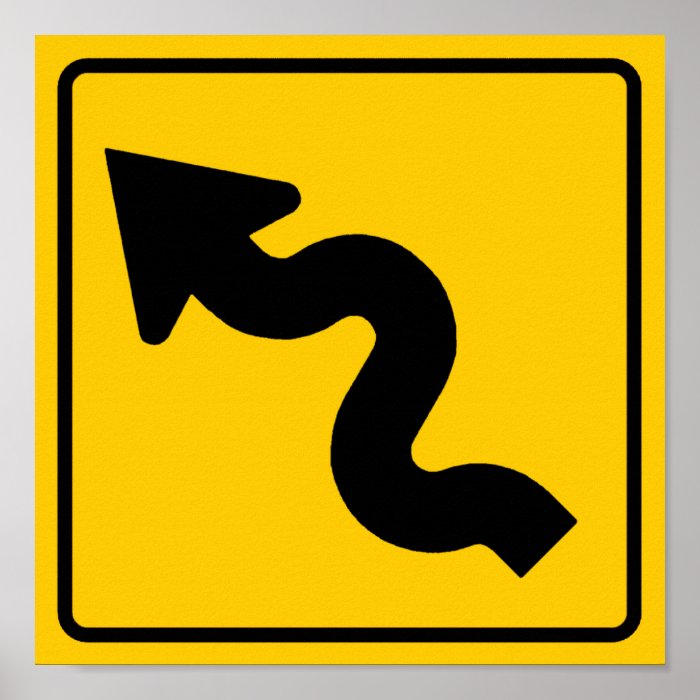 Winding Road Ahead Highway Sign Print