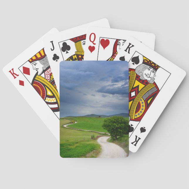 Winding road under a dark sky poker cards (Back)
