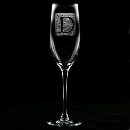 Winding Vines Monogrammed Champagne Flute (Front)
