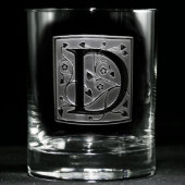 Winding Vines Monogrammed Whiskey Glass (Front)