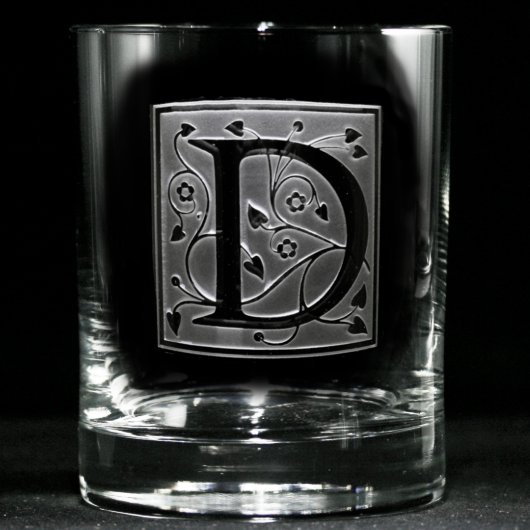 Winding Vines Monogrammed Whiskey Glass (Front)