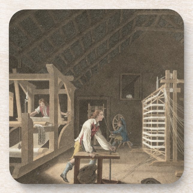 Winding, Warping with a New Improved Warping Mill Beverage Coaster (Front)