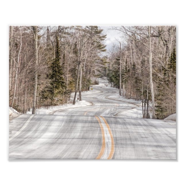 Winding Winter Road in Door County Photo Print (Front)