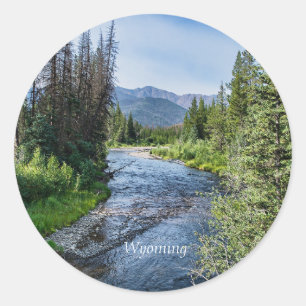Winding Wyoming Stream (labeled) Classic Round Sticker