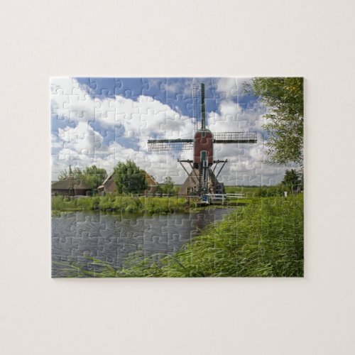 Windmill along a canal east of Leiden in the Jigsaw Puzzle