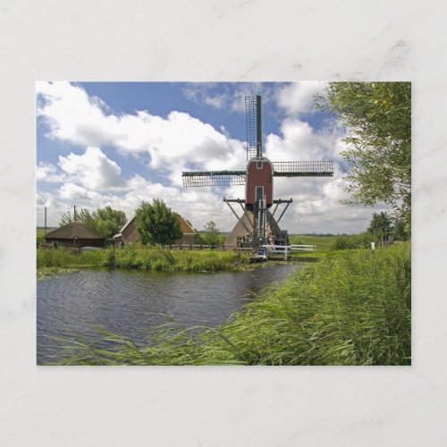 Windmill along a canal east of Leiden in the Postcard