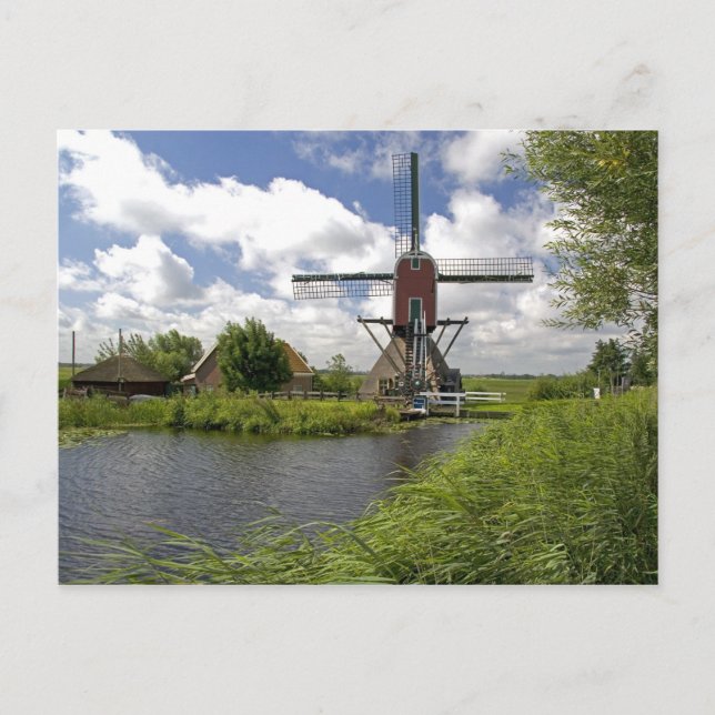 Windmill along a canal east of Leiden in the Postcard (Front)