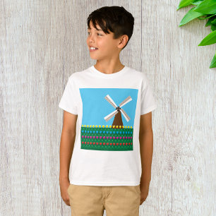Windmill Amongst Tulip Flowers T-Shirt