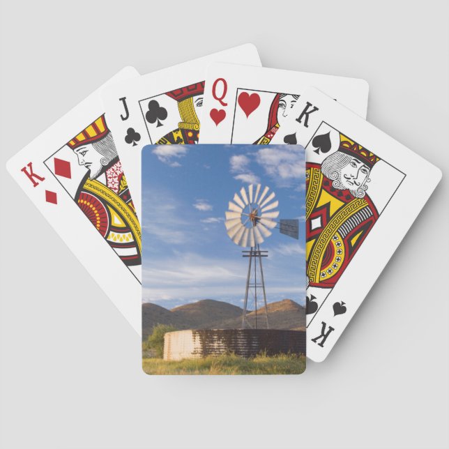 Windmill And Dam In The Karoo At Sunrise Poker Cards (Back)
