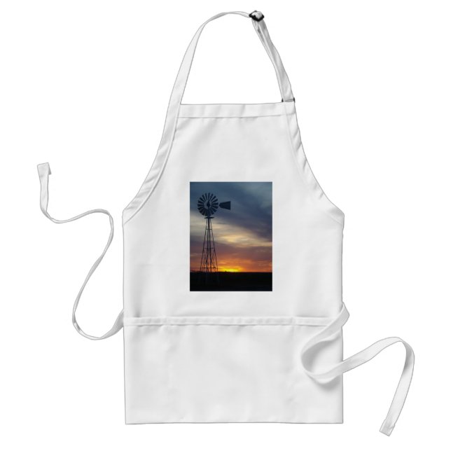 Windmill and Kansas Sunset Adult Apron (Front)