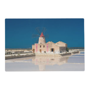 Windmill and salt pans at the salina of Trapani Placemat