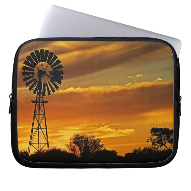 Windmill and Sunset, William Creek, Oodnadatta Laptop Sleeve (Front)