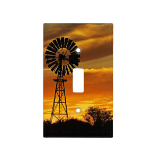 Windmill and Sunset, William Creek, Oodnadatta Light Switch Cover