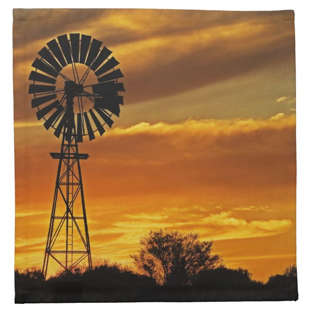 Windmill and Sunset, William Creek, Oodnadatta Napkin (Front)
