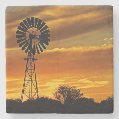 Windmill and Sunset William Creek Oodnadatta Stone Coaster