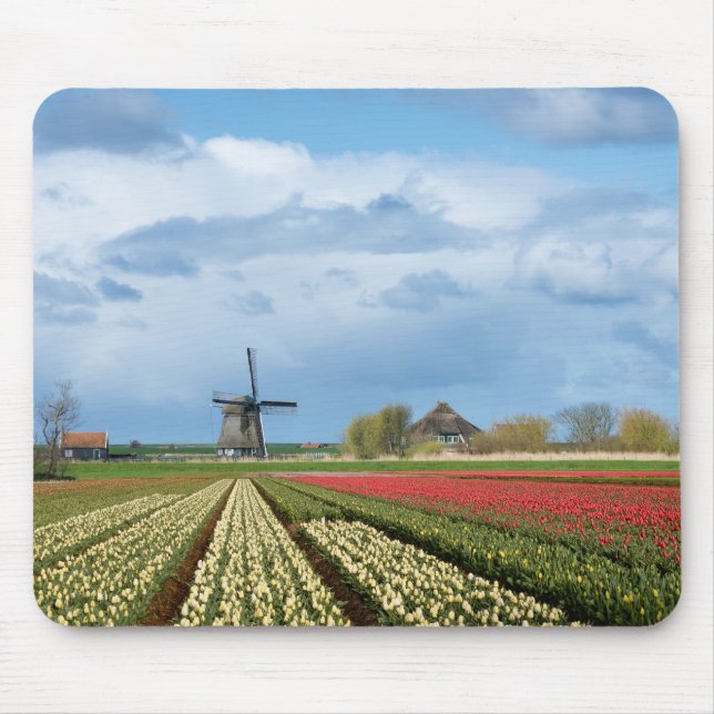 Windmill and tulips landscape mousepad (Front)
