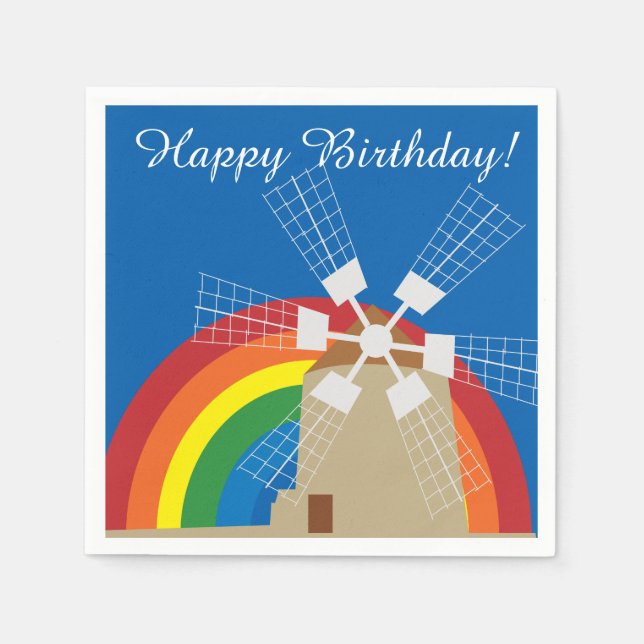 Windmill at a rainbow background napkins (Front)