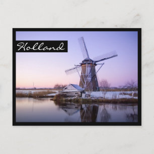 Windmill at cold sunrise, Holland frame postcard