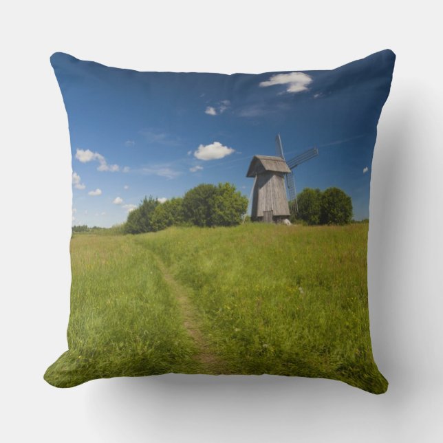 Windmill at Mikhailovskoye Throw Pillow (Front)