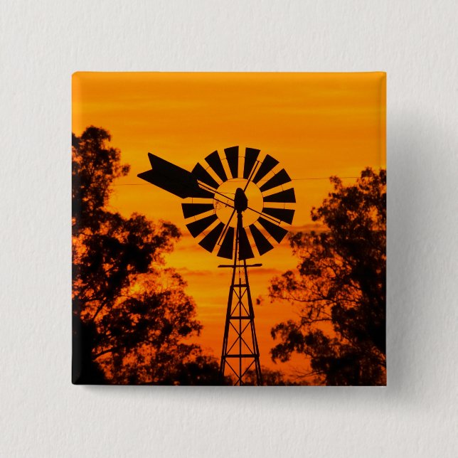 Windmill at Sunset, Australia Button (Front)