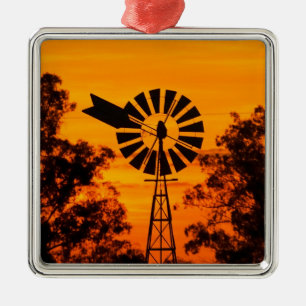 Windmill at Sunset, Australia Metal Ornament
