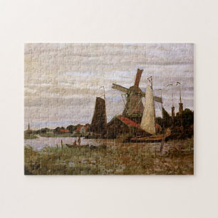 Windmill at Zaandam Monet Fine Art Jigsaw Puzzle