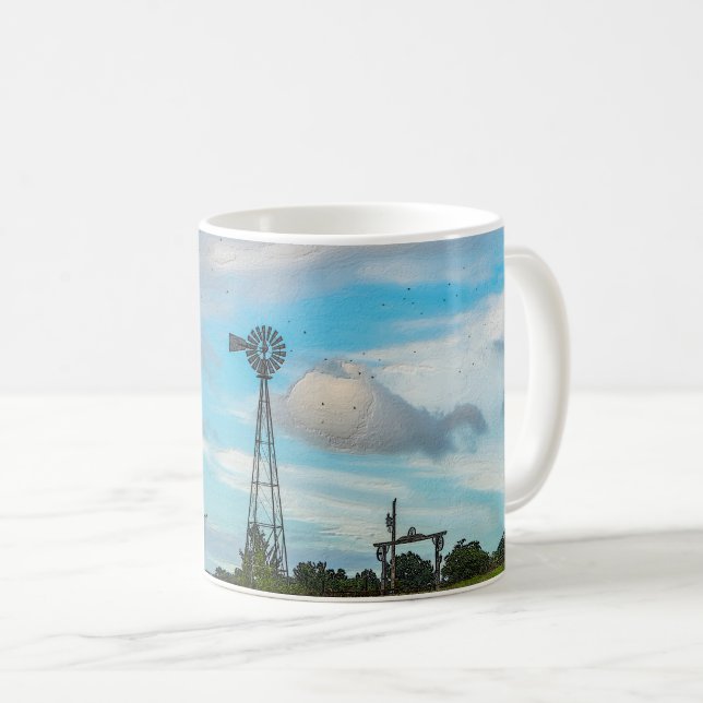 Windmill Bird Flock Coffee Mug (Front Right)