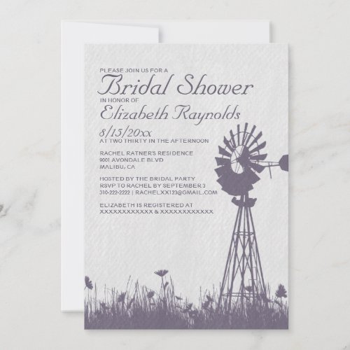 Windmill Bridal Shower Invitations