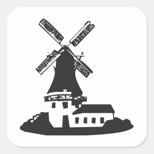 Windmill Building Square Sticker