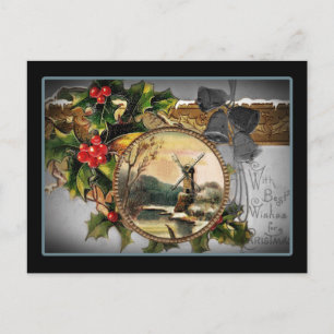 Windmill Christmas Greetings Holiday Postcard