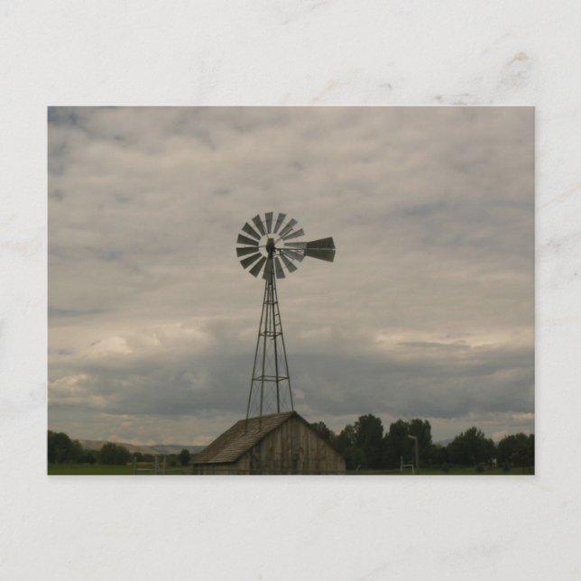 Windmill & Cloudy Sky Postcard (Front)