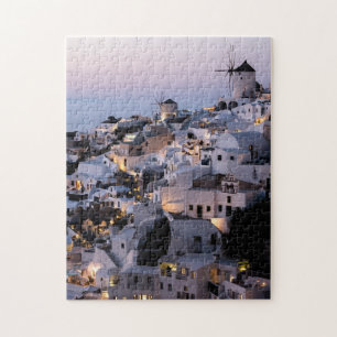 Windmill Greece Santorini Summer Houses Sea Jigsaw Puzzle