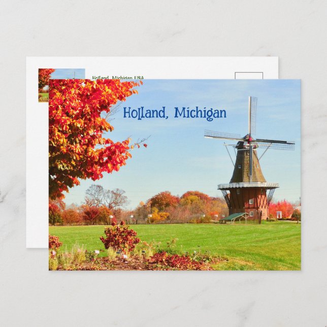 WINDMILL, HOLLAND, MICHIGAN USA POSTCARD (Front/Back)