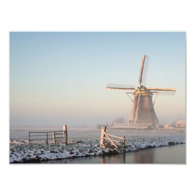 Windmill in a winter landscape photo print (Front)