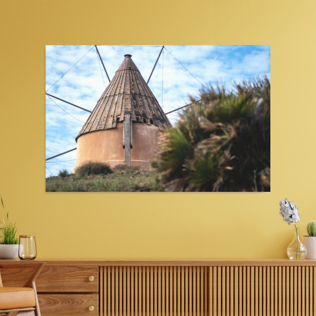 Windmill in Cabo de Gata Canvas Print (Insitu(LivingRoom))