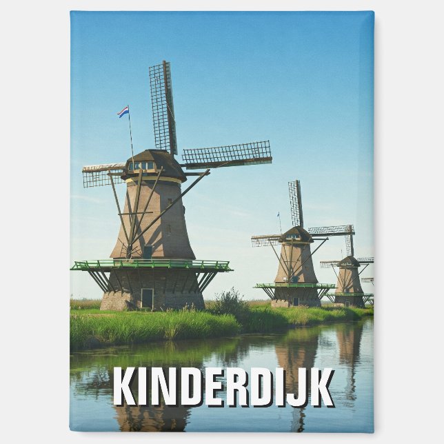 Windmill in Kinderdijk Netherlands Magnet (Front)