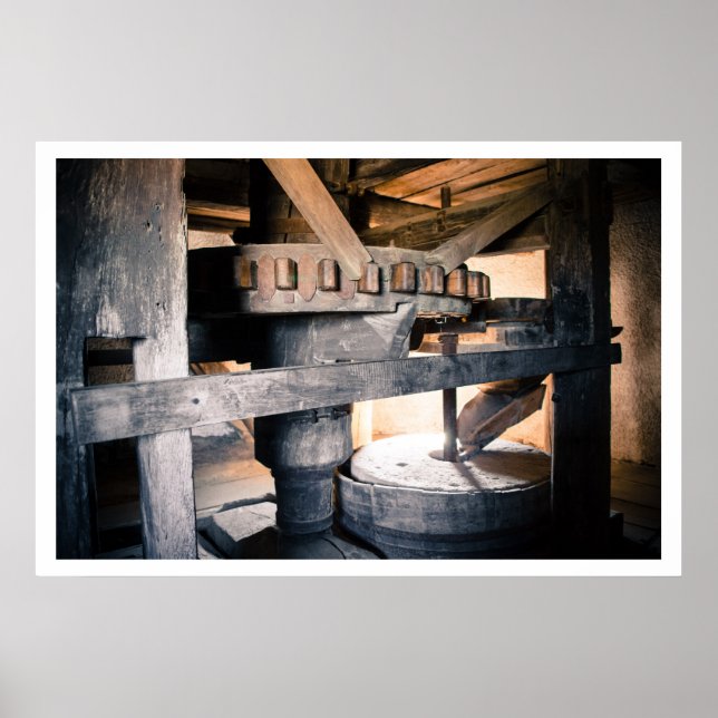 Windmill Interior, Millstone, Tés, Hungary Poster (Front)
