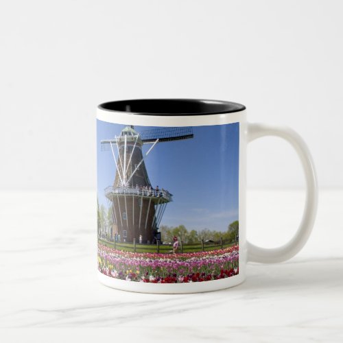 Windmill Island park with tulips in bloom at Two_Tone Coffee Mug